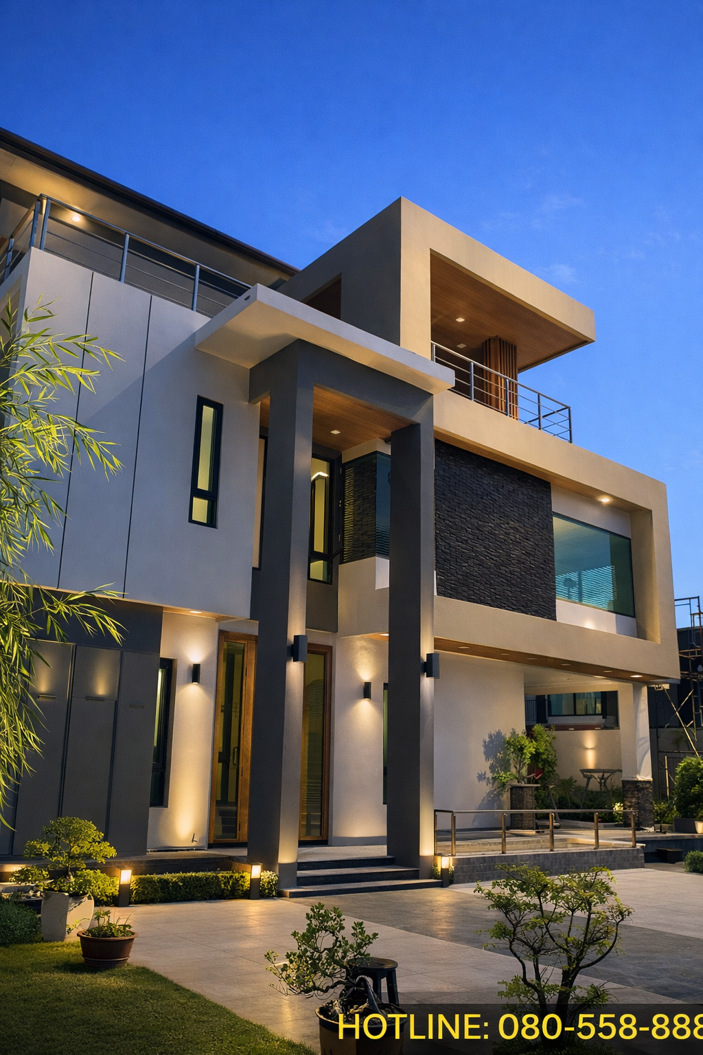 บริษัทรับสร้างบ้าน ปทุมธานี Functionhouse: ผลงานการสร้างบ้านหน้าแคบ 3 ชั้นสไตล์โมเดิร์นหรูหราพร้อมสระว่ายน้ำ ที่ดินจำกัดไม่ใช่ปัญหา สวยตรงปก 100%